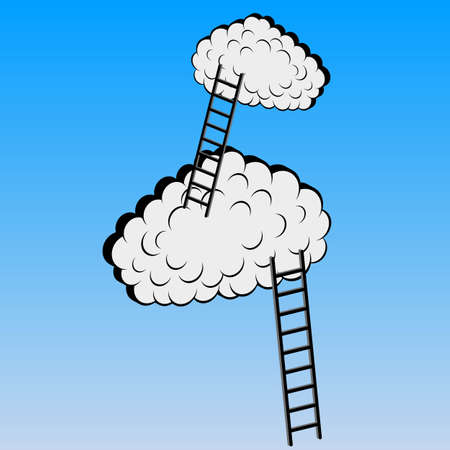 Clouds with stairs, vector illustrationのイラスト素材