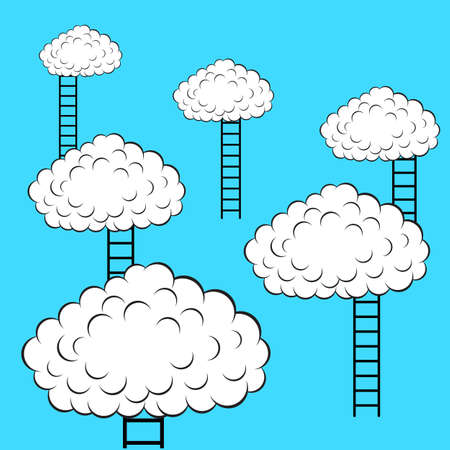 Clouds with stairs, vector illustrationのイラスト素材