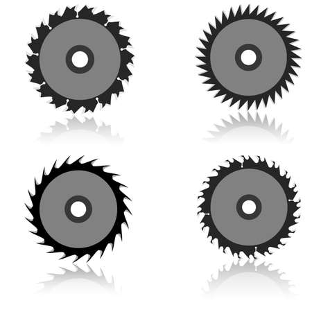 Set circular saw blade on a white background. Vector illustration.のイラスト素材