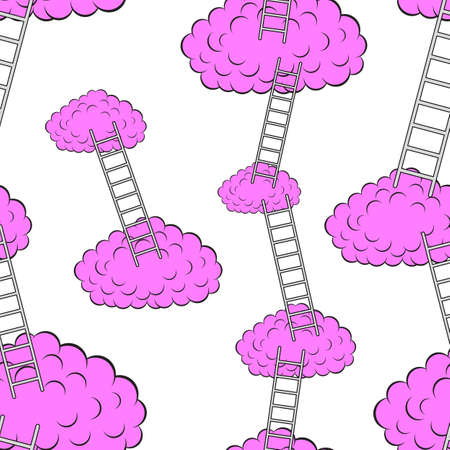 Clouds with stairs, seamless wallpaper, vector illustrationのイラスト素材