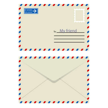 White  envelope with stamp  Vector illustration のイラスト素材