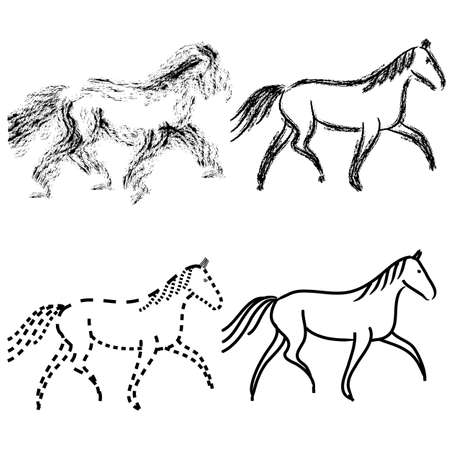 set  horses outlines  vector collectionのイラスト素材