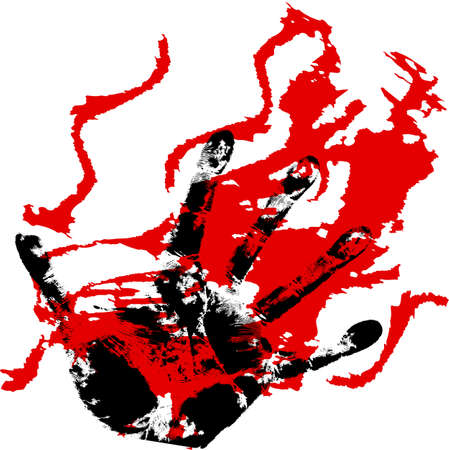 bloody hand prints, on a white background, vector のイラスト素材