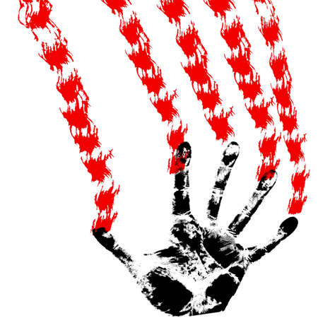 bloody hand prints, on a white background, vector のイラスト素材