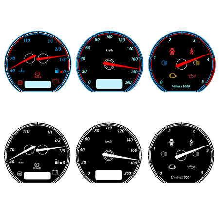 Set of car speedometers for racing design.  illustrationのイラスト素材
