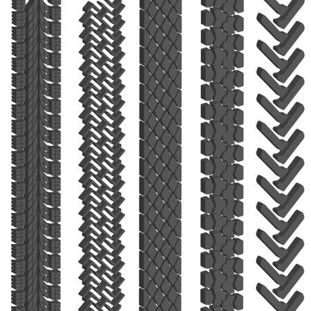 Set of detailed tire prints,  illustrationのイラスト素材