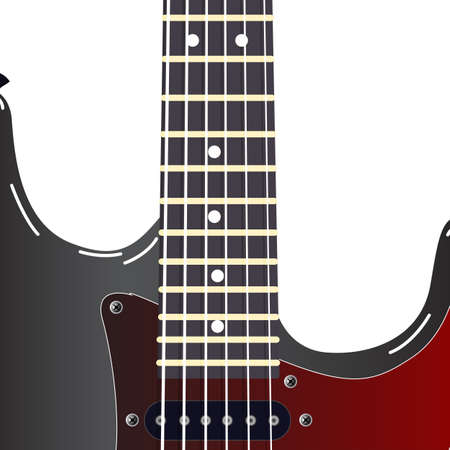 Black electric guitar on a white backgroundのイラスト素材