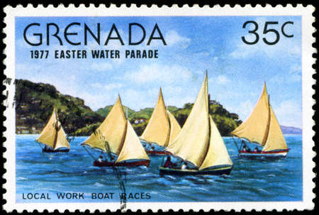GRENADA - CIRCA 1977: A stamp printed in Grenada issued for the easter water parade  shows local...