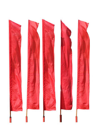 red flags are isolated on a white backgroundの写真素材
