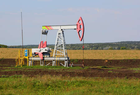 Oil pumpjack. Oil industry equipment.の写真素材