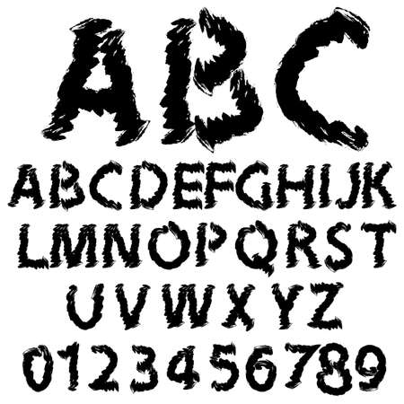 Hand drawing alphabet vector illustration set in black inkのイラスト素材