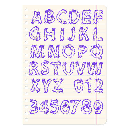 Hand drawing alphabet vector illustration set in black inkのイラスト素材