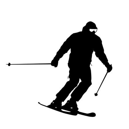 Mountain skier  speeding down slope. sport silhouette.のイラスト素材
