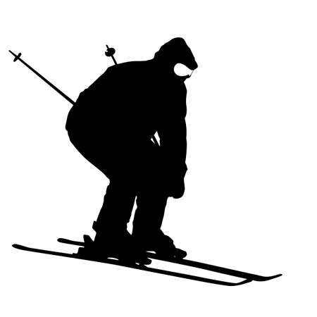 Mountain skier  speeding down slope. sport silhouette.のイラスト素材