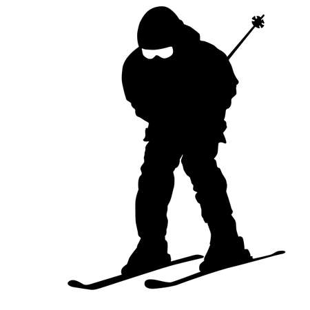 Mountain skier  speeding down slope. sport silhouette.のイラスト素材