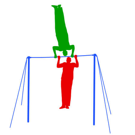 Silhouette of an athlete on the horizontal bar. Vector illustration.
