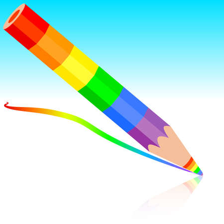  rainbow pencil, vector illustration.のイラスト素材