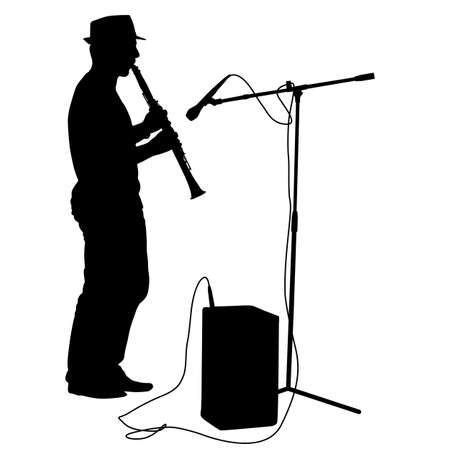 Silhouette musician plays the clarinet のイラスト素材