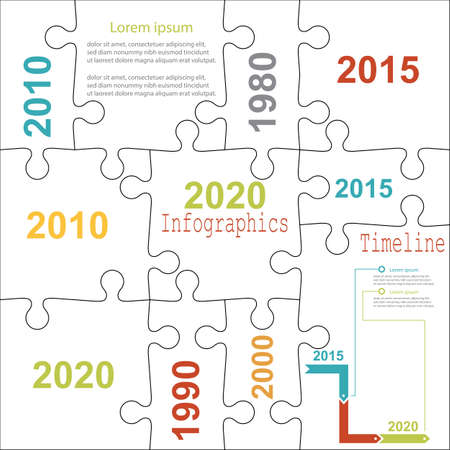 Infographic report templates in puzzle jigsaw elements . Vector illustration.のイラスト素材