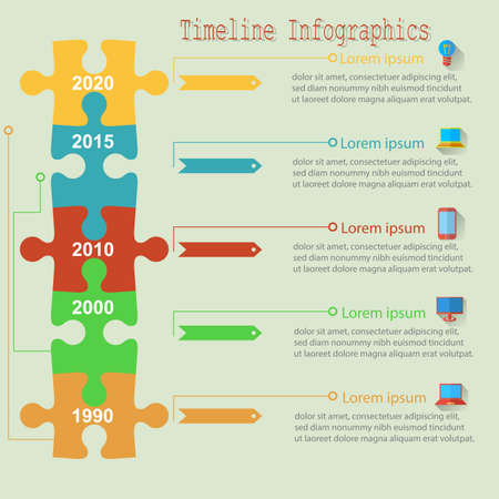 Infographics report templates in a line puzzle elements. Vector illustration.のイラスト素材