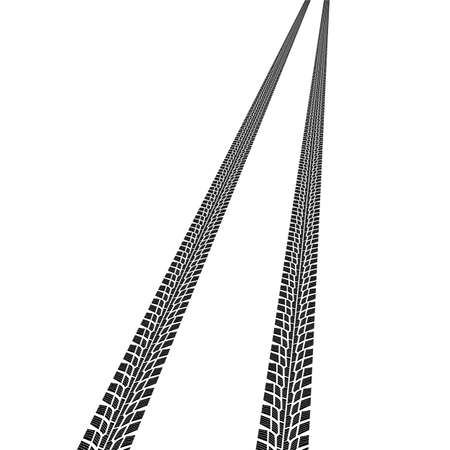 Set of detailed tire prints, vector illustrationのイラスト素材