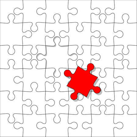 Background Vector Illustration jigsaw puzzle. Separately with one red.のイラスト素材