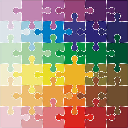 Jigsaw puzzle color of the rainbow. Vector illustration.のイラスト素材