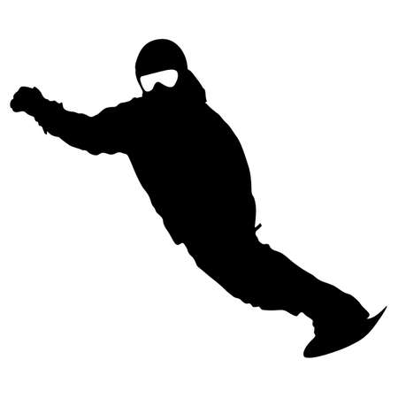 Black silhouette  snowboarder on white background. Vector illustration.のイラスト素材
