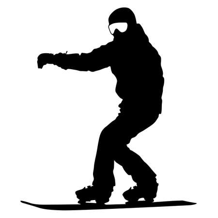 Black silhouette  snowboarder on white background. Vector illustration.のイラスト素材