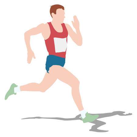 Athlete on running race, silhouettes. Vector illustration.のイラスト素材