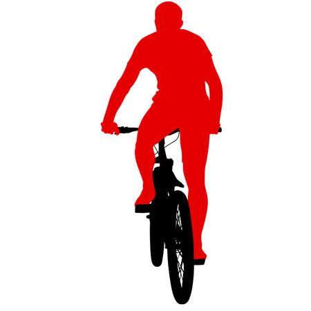 Silhouette of a cyclist male.  vector illustration.のイラスト素材