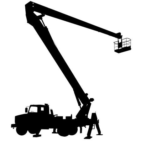 Electrician, making repairs at a power pole. Vector illustration.のイラスト素材