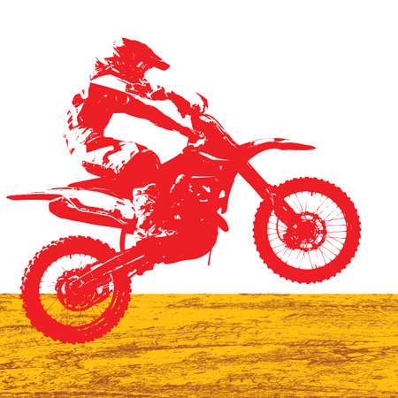 Rider participates motocross championship.  Vector illustration.のイラスト素材