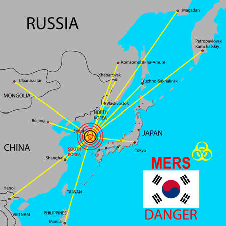 Map the spread of the  Mers Corona Virus.  Vector Illustration.のイラスト素材