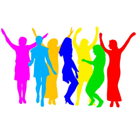 silhouettes of beautiful womans on white background. Vector illustration.のイラスト素材