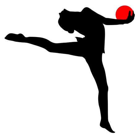 Silhouette girl  gymnast with the ball. Vector illustration.のイラスト素材