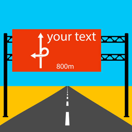 Blank road sign on the road.  Vector illustration.のイラスト素材