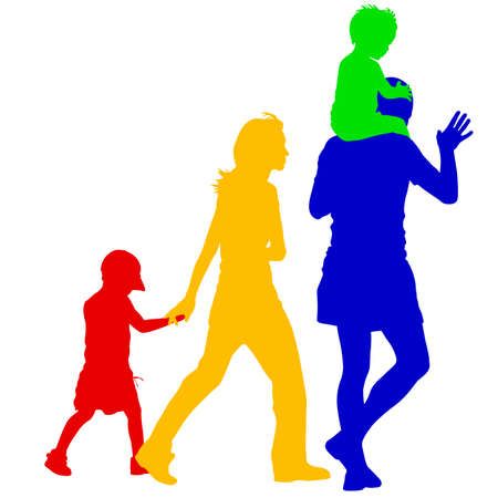Silhouettes Family on white background. Vector illustration.