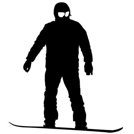 Black silhouettes  snowboarders on white background. Vector illustration.のイラスト素材