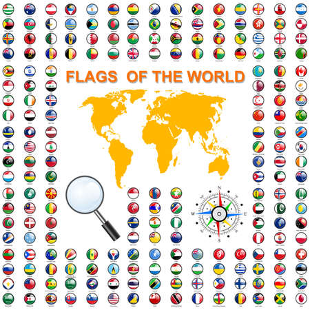 Set Flags of world sovereign states.のイラスト素材