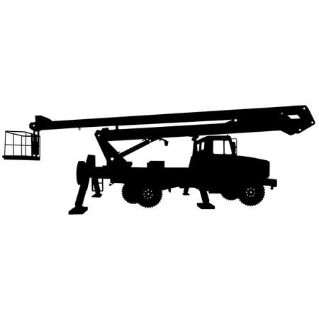 Electrician, making repairs at a power pole. Vector illustration.のイラスト素材