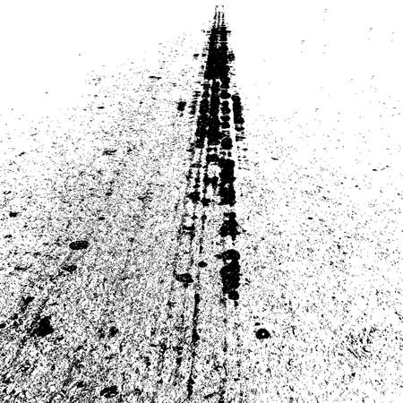 Grunge background with black tire track. Vector illustration.のイラスト素材