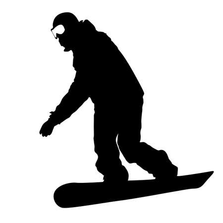 Black silhouettes  snowboarders on white background. Vector illustration.のイラスト素材
