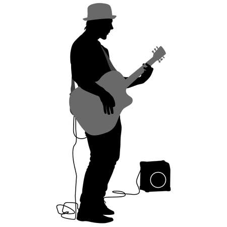 Silhouette musician plays the guitarのイラスト素材