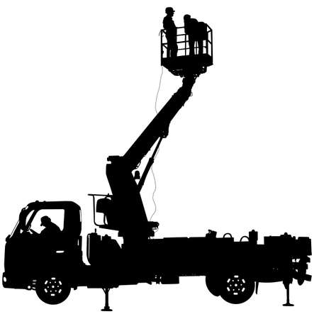 Electrician, making repairs at a power poleのイラスト素材