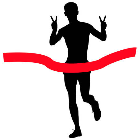Silhouettes. Runners on sprint men vector illustration.のイラスト素材