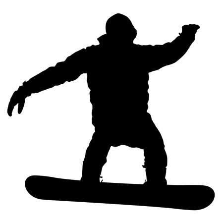 Black silhouettes snowboarders on white background. illustration.のイラスト素材