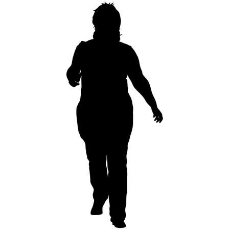 Black silhouettes of beautiful woman on white background illustration.のイラスト素材