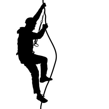 Black silhouette rock climber on white background illustration.のイラスト素材