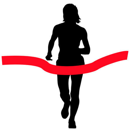 Silhouettes. Runners on sprint women illustration.のイラスト素材